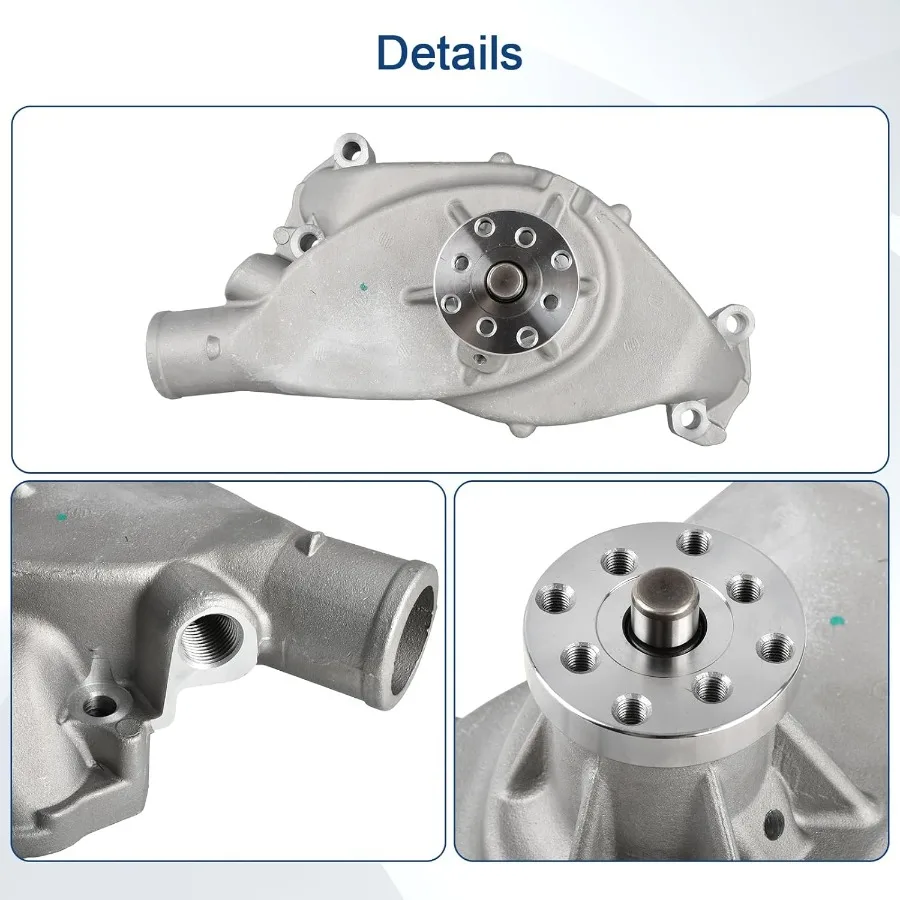 Kurze Wasserpumpe aus satiniertem Aluminium für BBC 396 402 427 454 502, Big Block Chevy-Motoren, leistungsstarke Kühllösung mit Licht