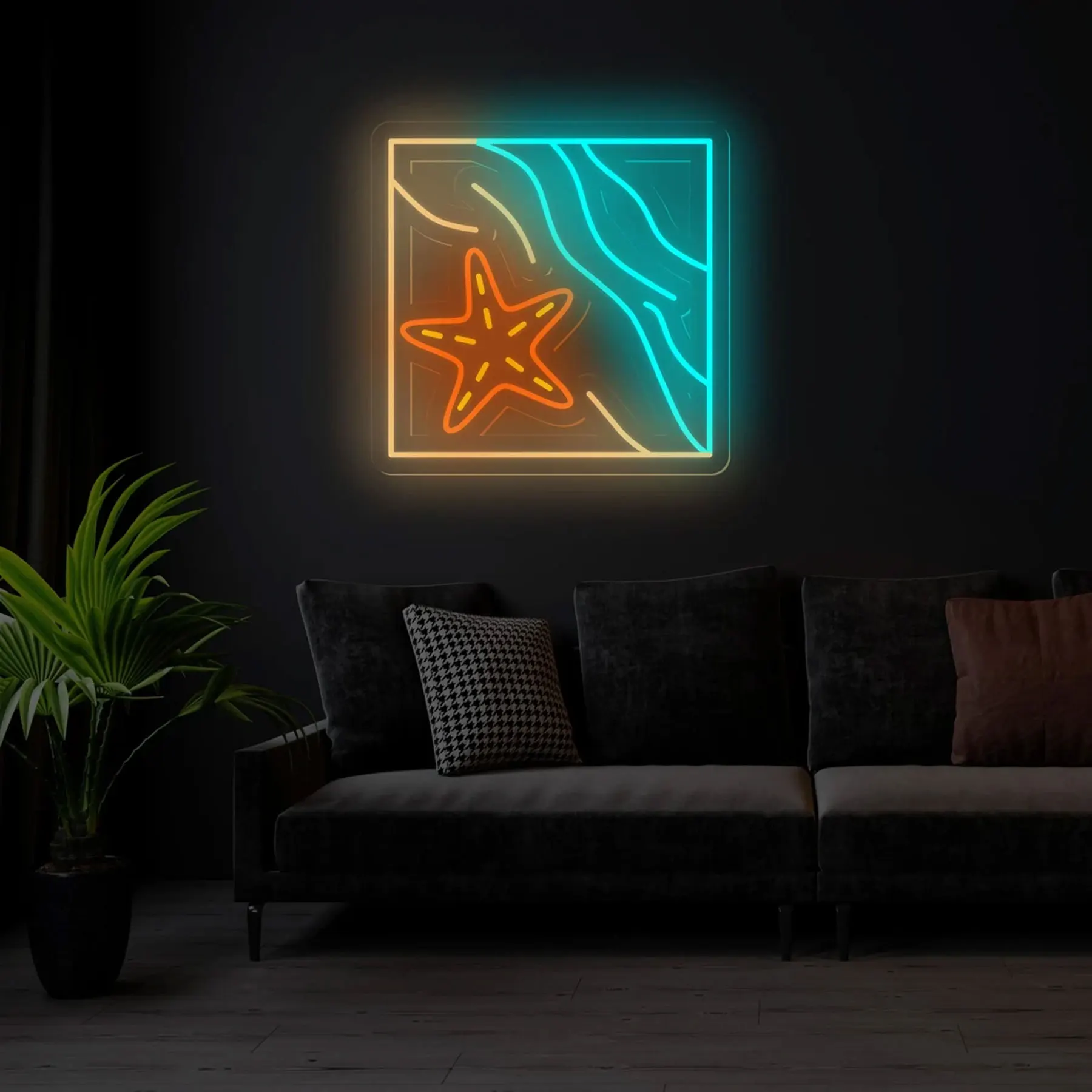 

Big Size Charming Neon Starfish Sign Perfect Beach Bar Club Decor for Home Birthday Gift for Kids Game Room Sign