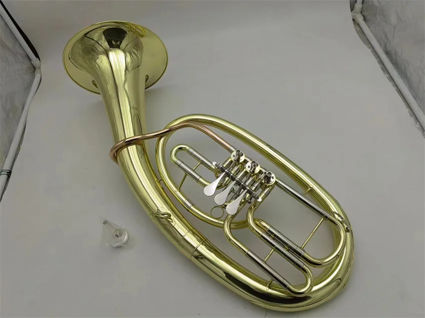 Professional Tenor Horn B-Flat Three Flat Keys Euphonium Beautiful Gold high-quality tone jazz instrument trumpet Free Shipping