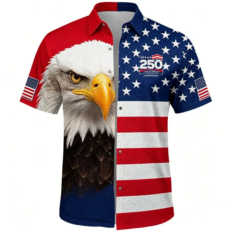 Trendy New America 250th Anniversary Shirt Fashionable Men's American Flag 1776-2026 Shirt American Independence Day Apparel
