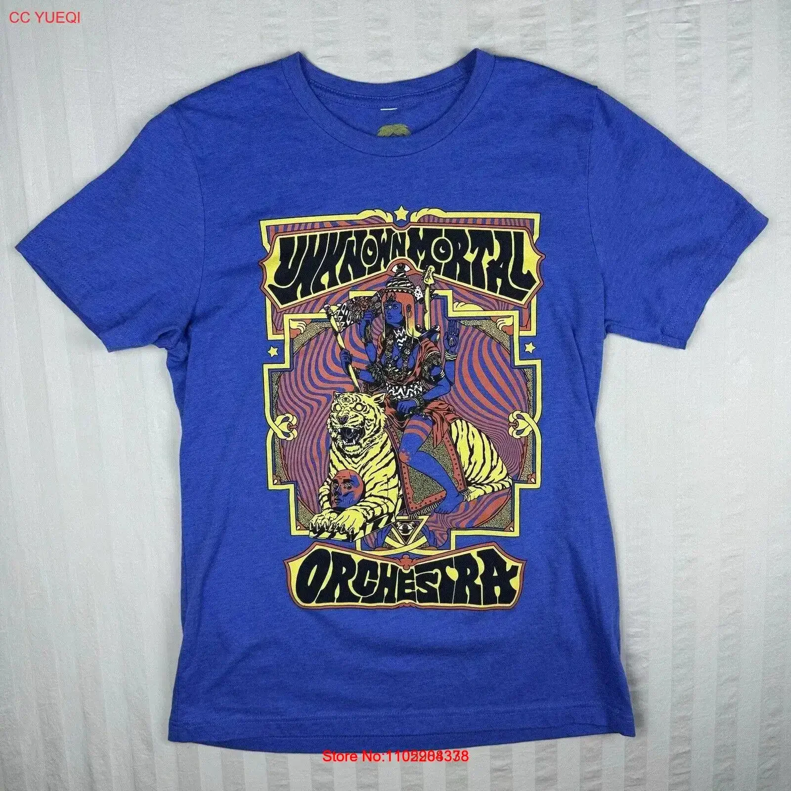 Unknown Mortal Orchestra T shirt Mens Medium Blue Concert Band vintage Washed Casual Stretched graphic Comfortable streetwear