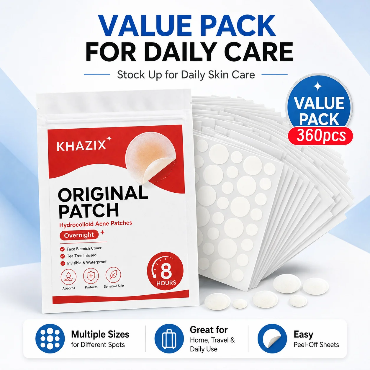 360/36pcs Count Invisible Hydrocolloid Pimple Patches Clear Acne Spot Covers for Blemishes Zit Treatment Absorbing Dot Stickers