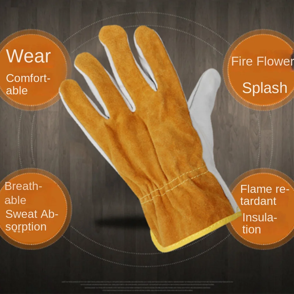 1 Pair Security Protection Welding Gloves Safety Labor Protection Leather Work Gloves Durable Soft Leather Welder Gloves