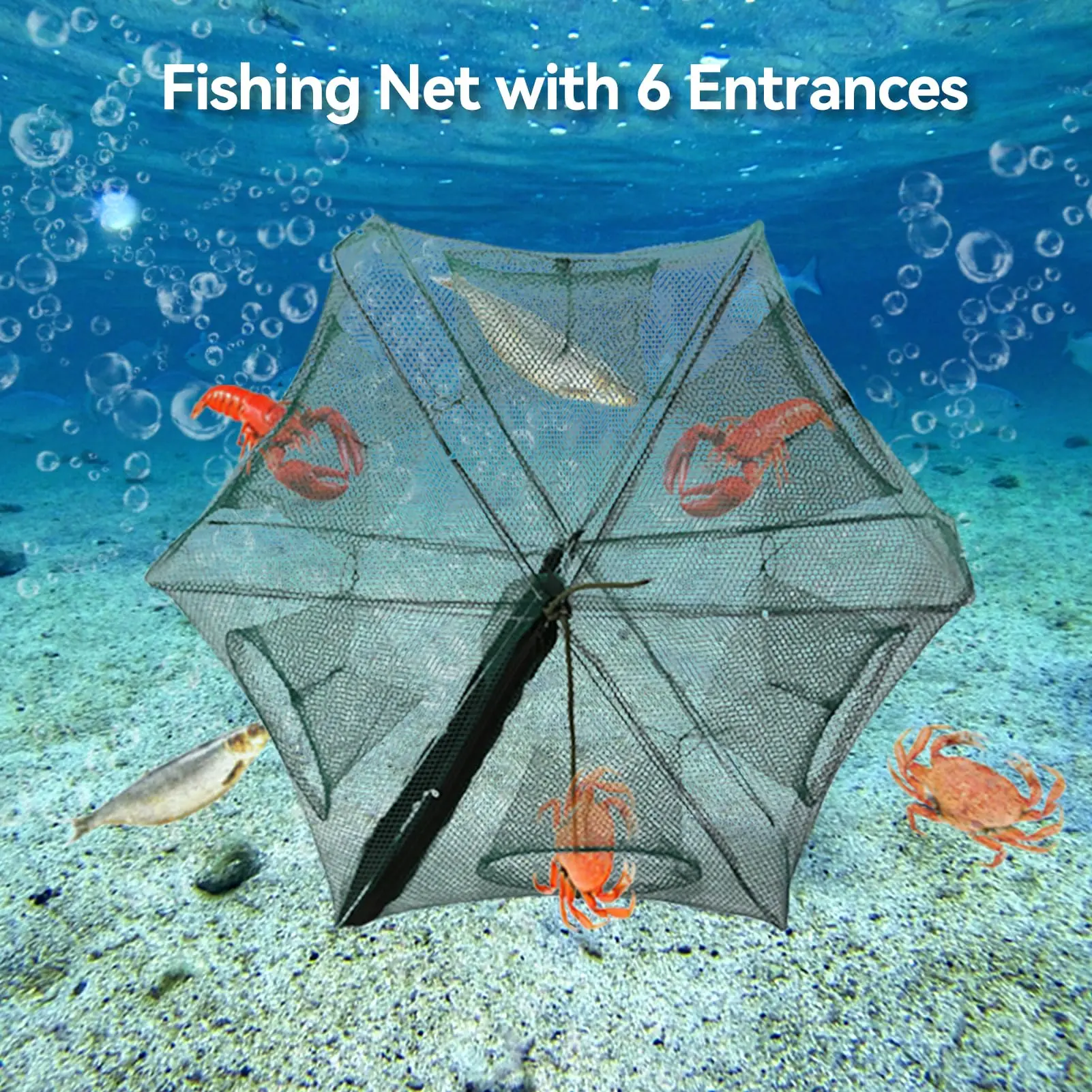 Fishing Net Mesh Folded Hexagon Octagon 6/8 Holes Fish shrimp Automatic Trap Crayfish catcher Fish Network Baits cast Mesh Trap