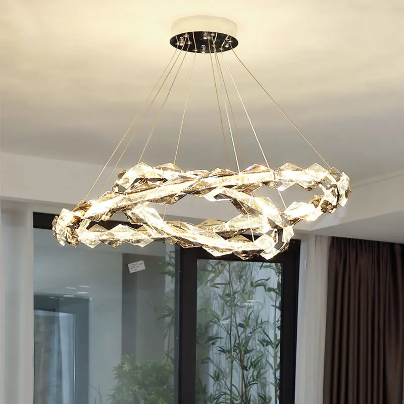 Modern Style Luxury Led Crystal Chandelier Light Living Room Lobby Main Lamp Simple Modern Dining Room Lamp Bedroom Chandelier