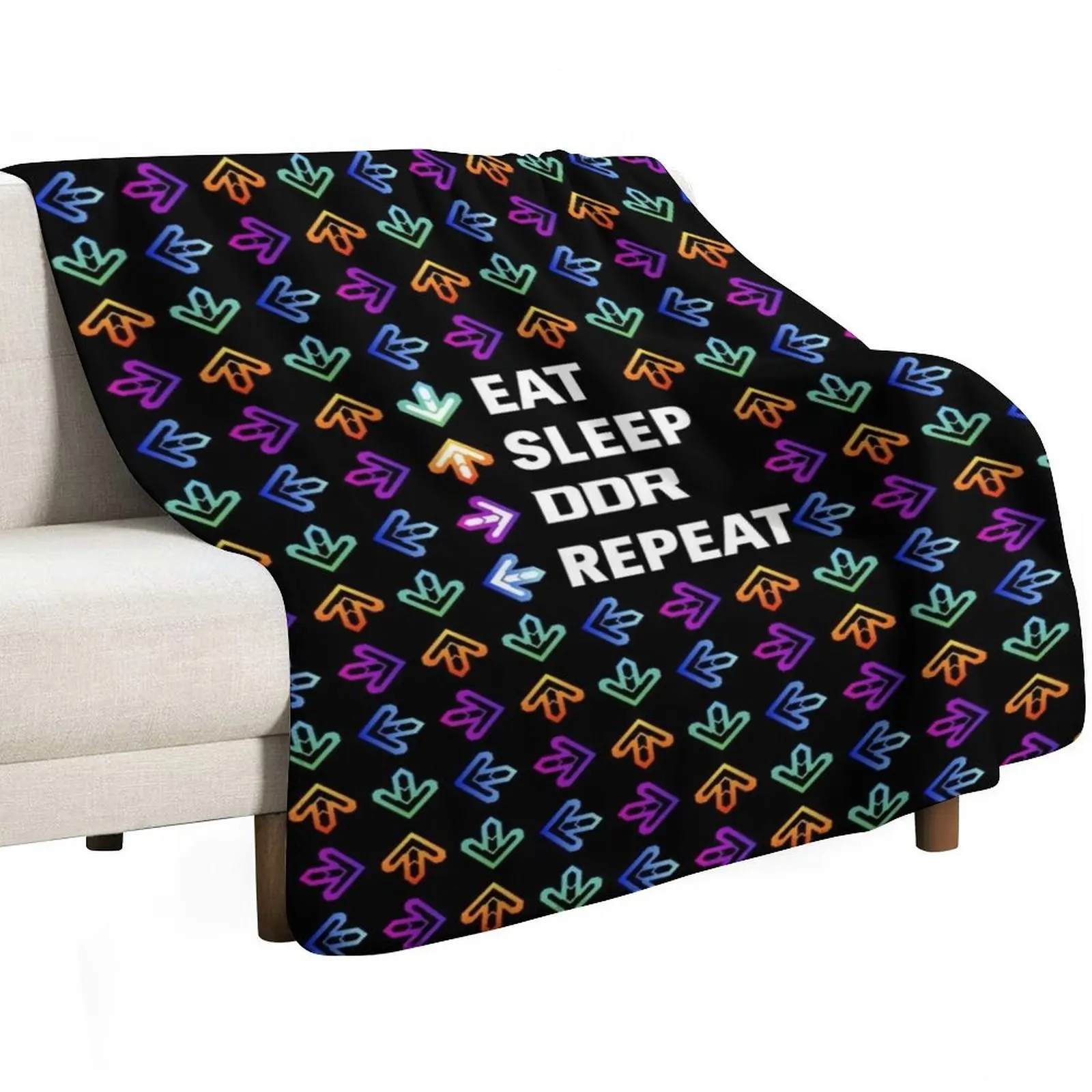 Eat. Sleep. DDR. Repeat. - White Throw Blanket christmas decoration Decorative Sofa Flannel Plaid valentine gift ideas Blankets