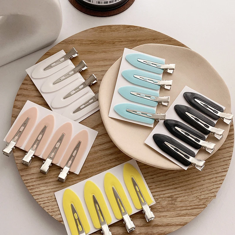 4Pcs/Set Mix Color Hair Clips Side No Bend  Fix Fringe Barrette Makeup Washing Face Hair Accessories Styling Tool For Women Girl