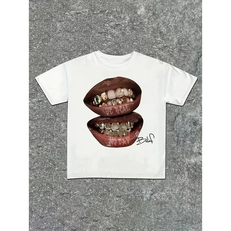 Hip Hop Graphic Short Sleeve T-Shirt Men Retro Streetwear Print Casual Cotton Oversized Tee Fashion Style Apparel Top