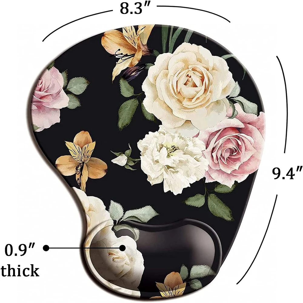 Flowers Ergonomic Mouse Pad With Wrist Support, Cute Mouse Pads Non-Slip Rubber Base For Home Office Working Studying Pc Game image 5