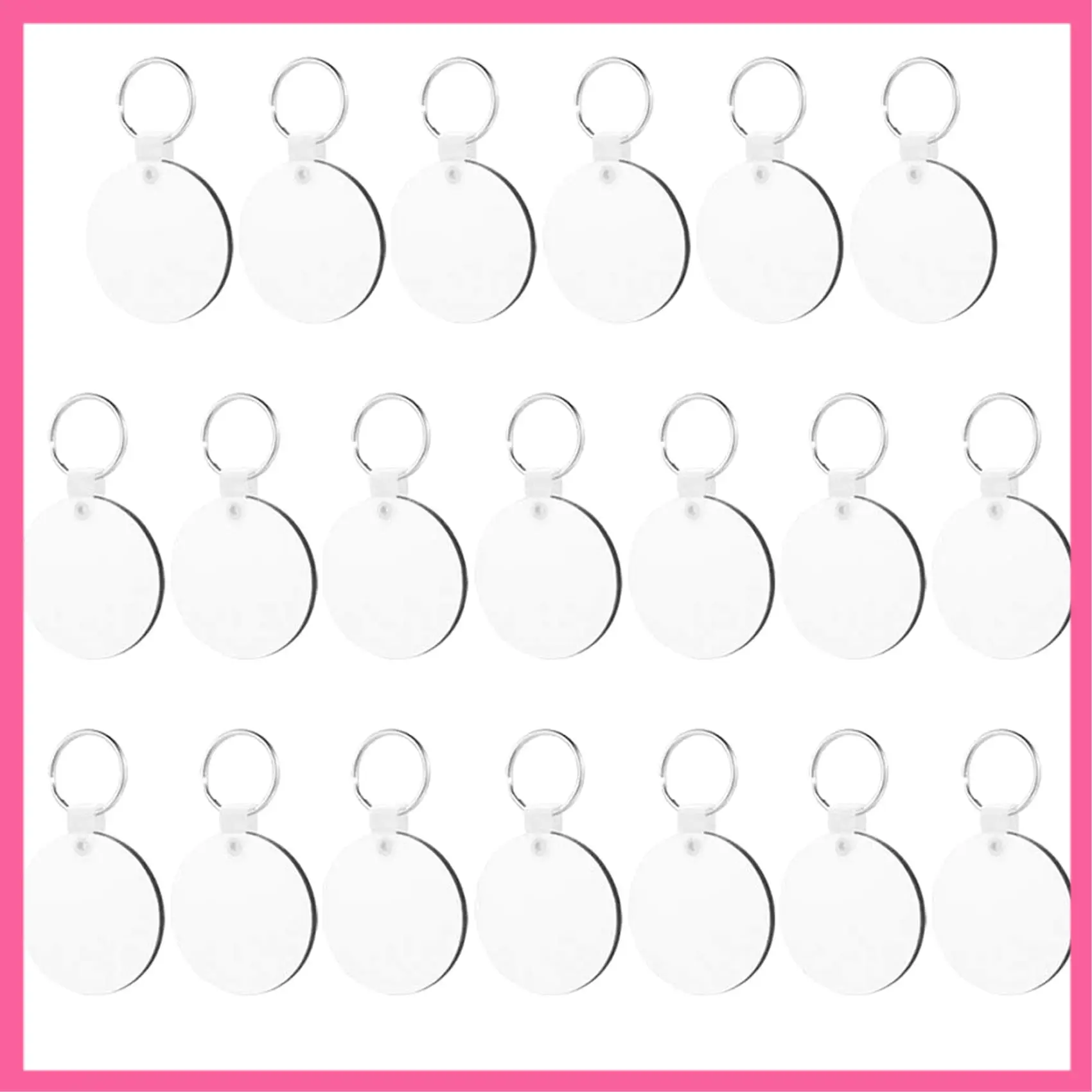 ABNM 20Pcs Sublimation Blank Keychain DIY MDF Blank Keychain With Key Ring Thermal Transfer Printing Keychain