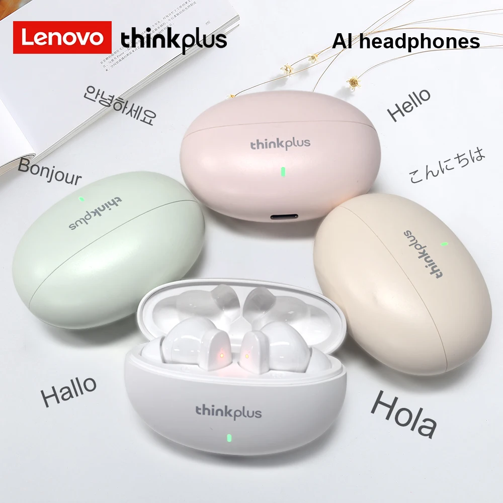 Lenovo thinkplus AI traduction sans fil Bluetooth écouteurs HiFi stéréo écouteurs avec micro basses profondes écouteurs de jeu