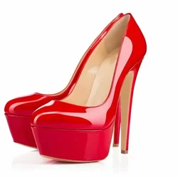 Women Pumps Stiletto Sexy Platform Round Toes 14cm Extremely Stripper Pole Dance High Heels Party Dress Wedding Shoes Large Size