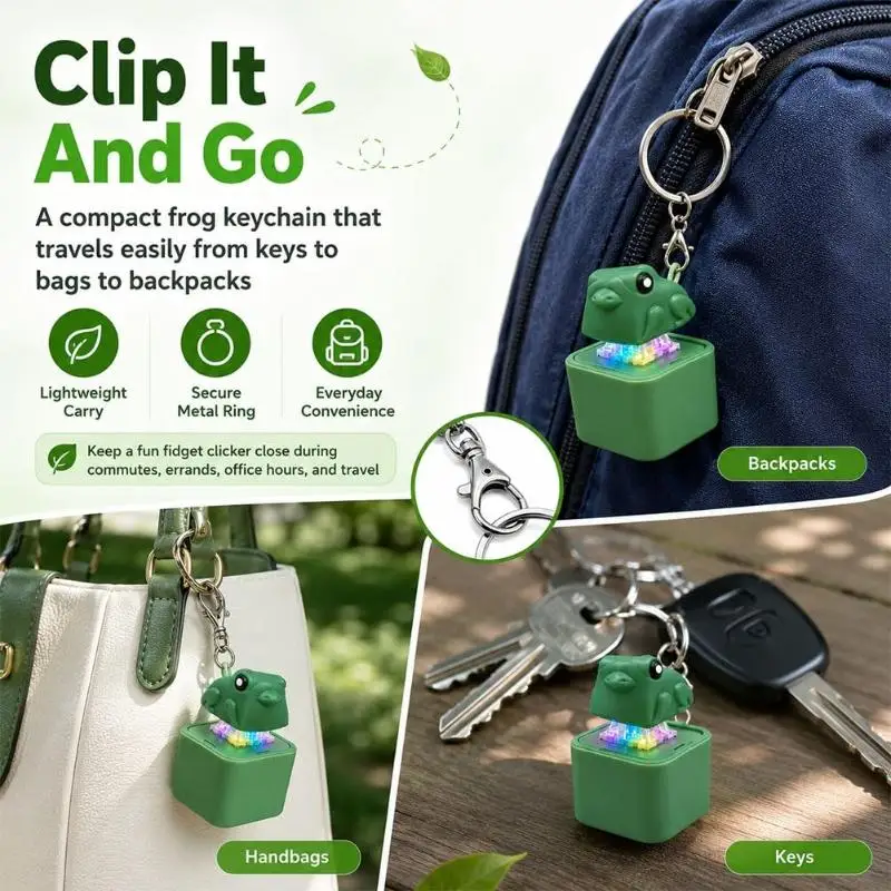 Croaking Frog Duck Fidget Toy Keychain with Sound LED Light Funny Squeeze Toy for Student School Bag Pendant Party Favors