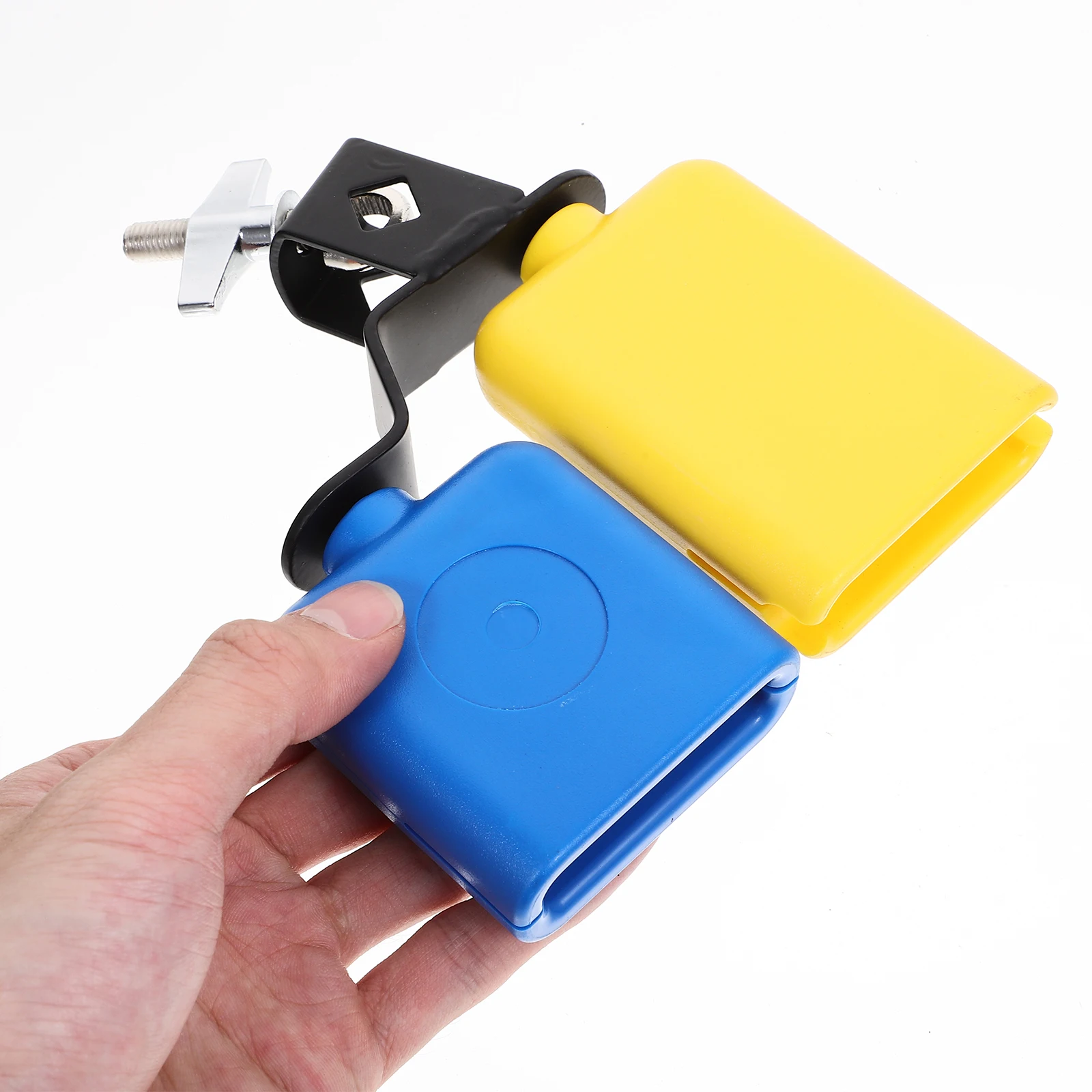 

Cowbell Percussion Instrument Hand Cowbells Metal Double Tone Resonator Blue Red ABS Clear Sound Long Lasting Smooth