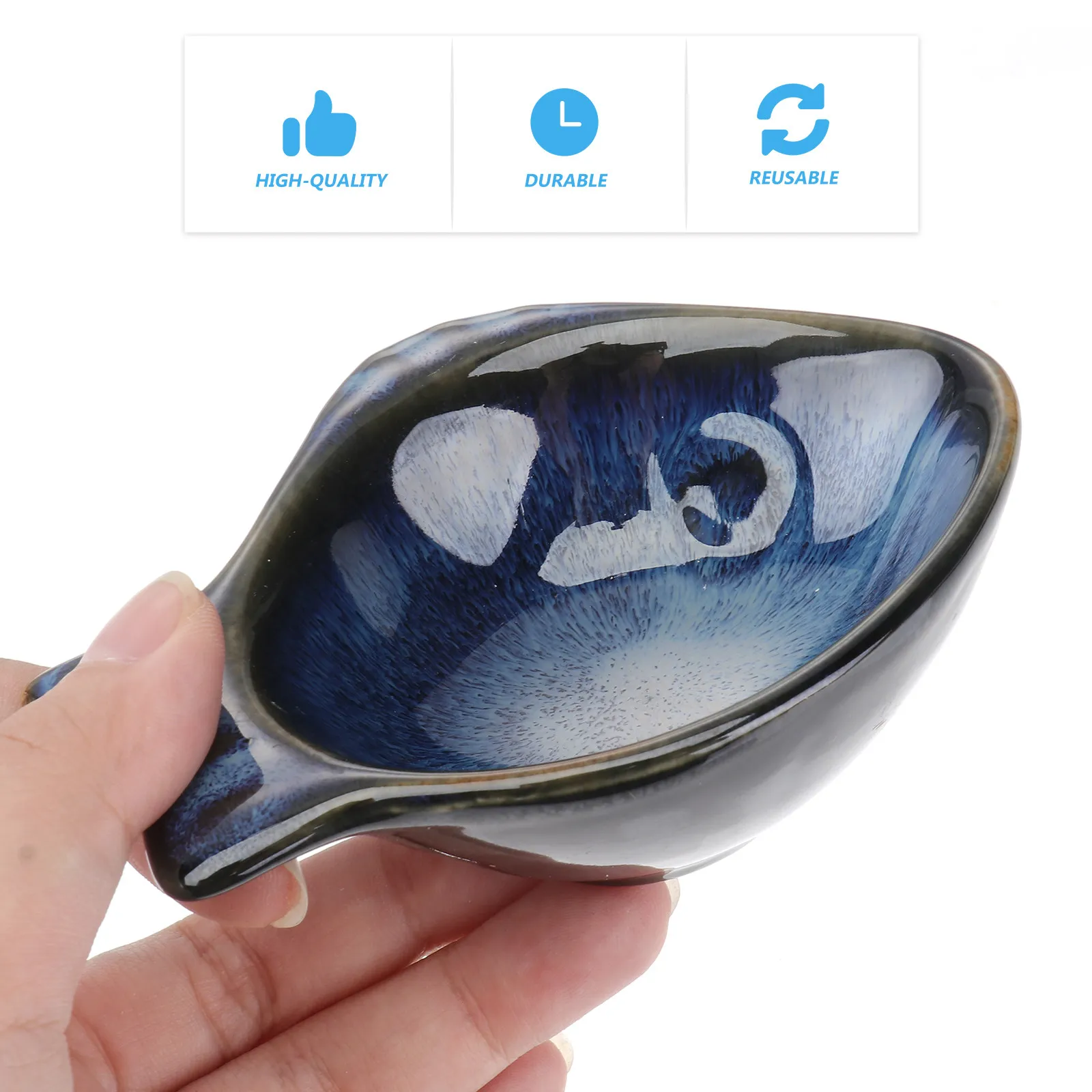 Blue Ceramic Fish Shaped Serving Dish Seasoning Dipping Bowl Appetizer Plate Flavor Dish for Home Kitchen Picnic Restaurant Use