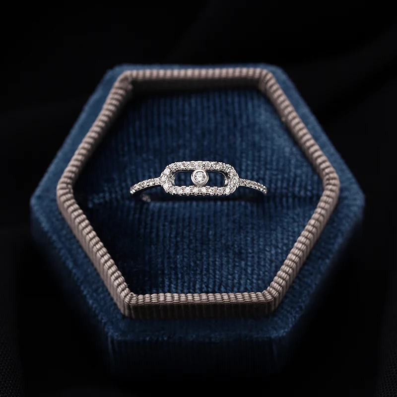 خاتم نسائي رائع من الفضة الإسترليني عيار 925 على شكل هندسي أنيق مجوهرات نسائية هدية للذكرى السنوية خاتم الزواج