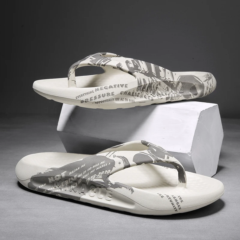Men's Summer Sandals Anti-Slip Wear-Resistant Soft Bottom Thong Slippers Sports Beach Shoes Flat Heel Rubber Outsole EVA Upgr...