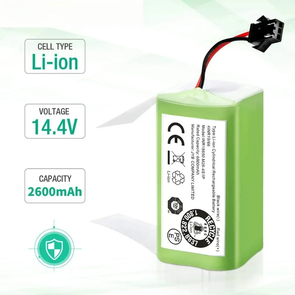 14.4V 2600mAh Replacement Battery for Conga Excellent 990 1090 1790 1990 Deebot N79S N79 DN622 Robovac 11 Tesvor