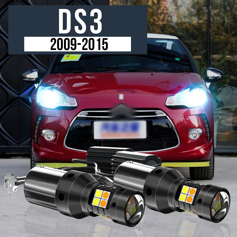 

2pcs LED Dual Mode Turn Signal+Daytime Running Light Blub DRL Canbus Accessories For Citroen DS3 2009-2015 2011 2012 2013 2014