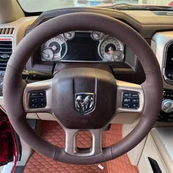 For Dodge RAM 1500 Classic 2012-2022 2500 3500 5500 2012-2018 Hand-stitched non-slip genuine leather car steering wheel cover