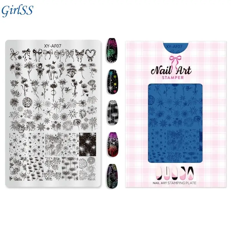 Artistic Stamping Tool Featuring Checkered Moon Blossom Patterns Professional Steel Template T4MB