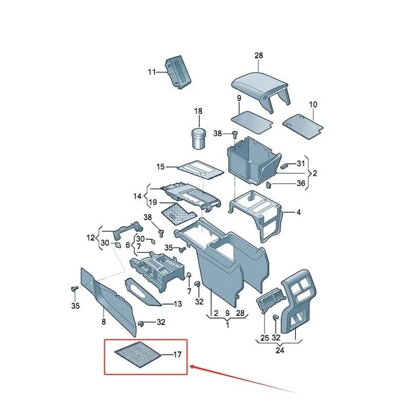 3CG 863 328 82V حصيرة وحدة التحكم المركزية لسيارة Volkswagen Teramont X 2021-2025