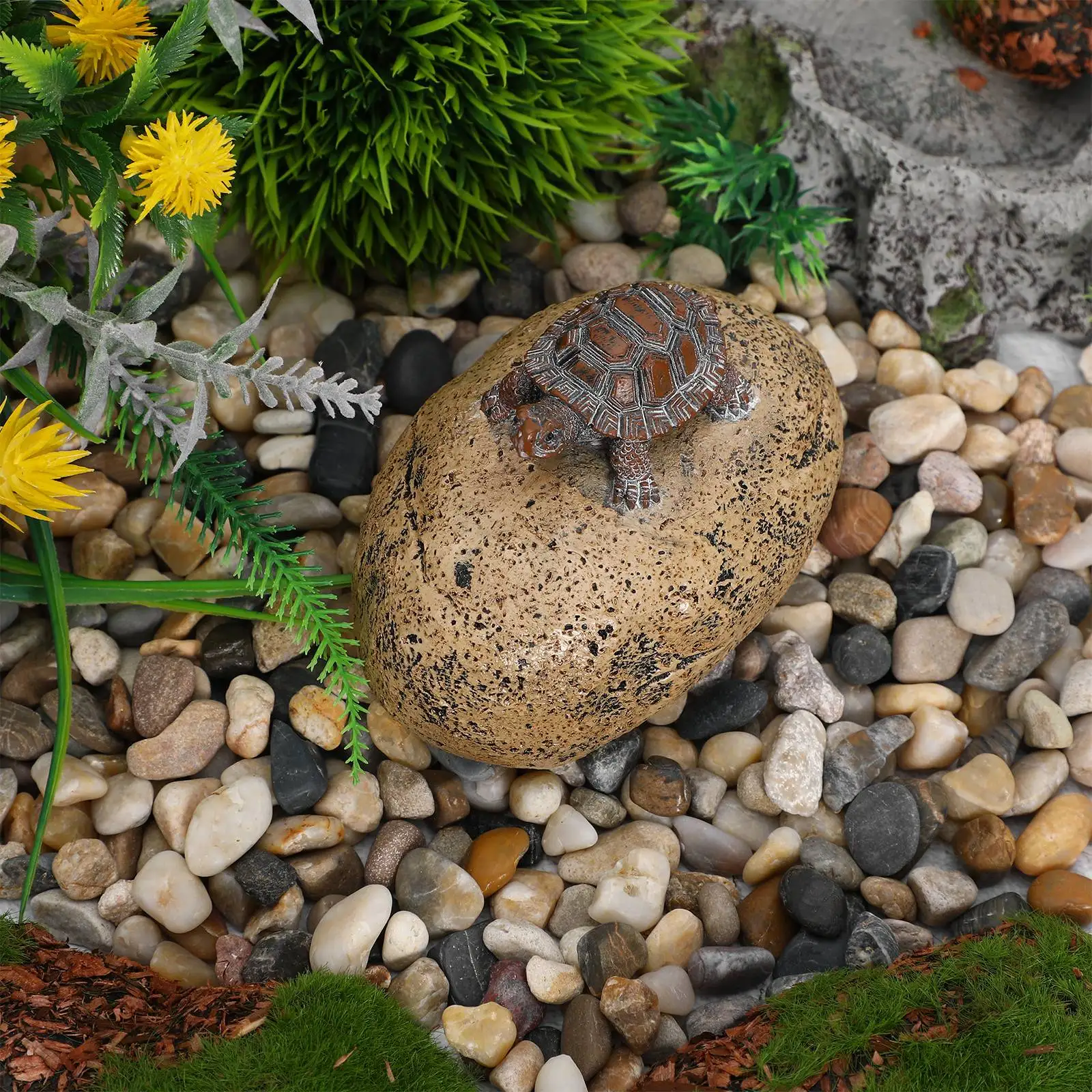 Resin Hidden Storage Realistic Rock Turtle Design Garden Key Storage Garden Decor Hider Fake