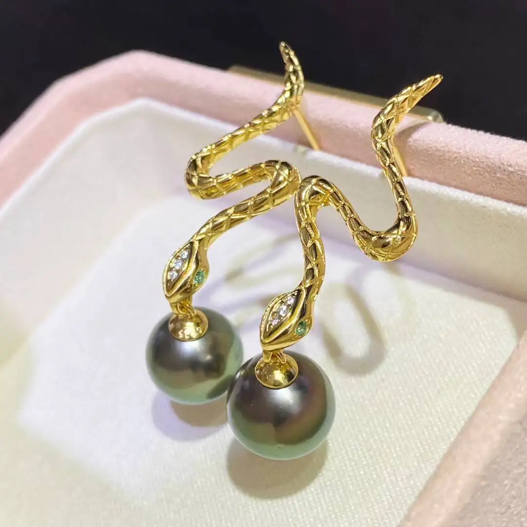 Snake Shape 925 Sterling Silver Earrings Mount Findings Settings Base Mounting Parts Accessory for 9-12mm Pearls 5 pairs/lot