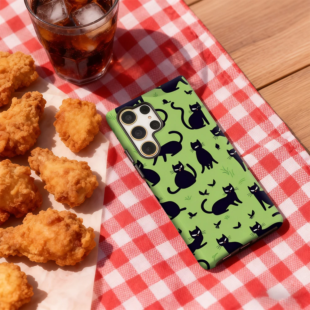 حافظة هاتف Cat Squad لهاتف Samsung Galaxy S25 Ultra S24 S23 Ultra Plus غطاء خلفي بطبقة مزدوجة مقاوم للصدمات