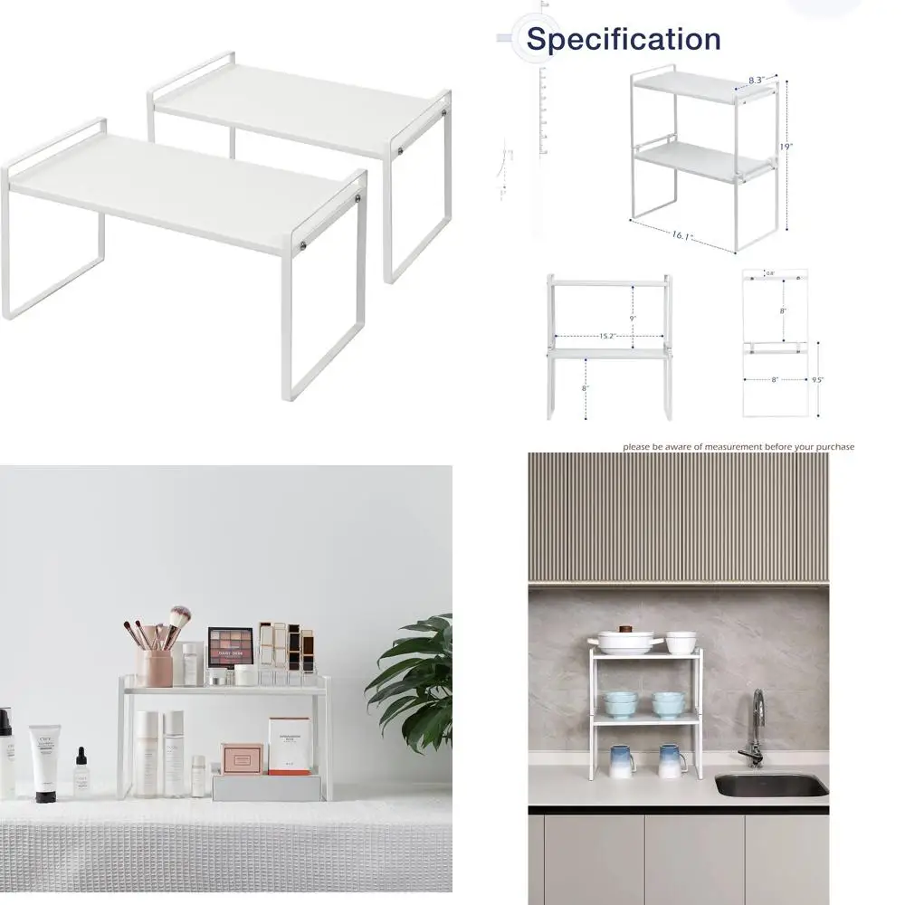 

Металлический органайзер для кухонного шкафа, складной, экономит место на столешнице, сверхпрочный, нескользящий, белый