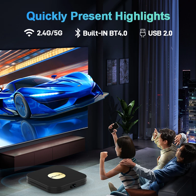 Mortal T2 Smart TV Box نظام جوجل 4K Ultra HD PK3528 Andriod 13.0 Allwinner H313 2GB16GB Dual 2.4G&5G مشغل الوسائط المتدفق