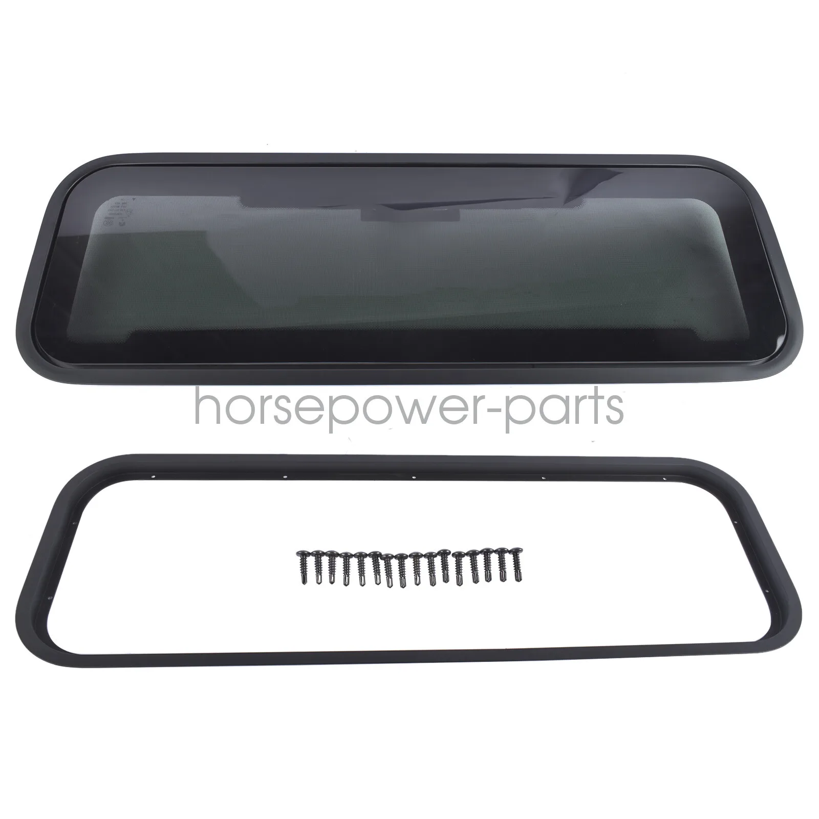 

AP03 33.5" W x 10.5" H Tinted RV Window with Net Screen and Trim Ring, Fit for 2" Thickness Wall