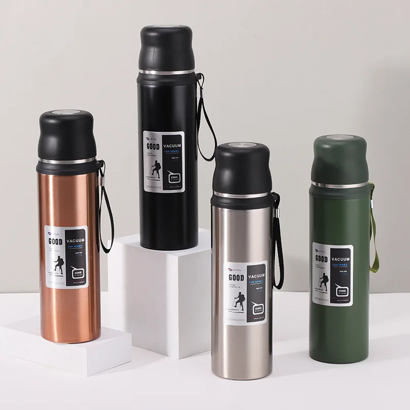 Bouteille Thermos en acier inoxydable, bouteille d'eau de grande capacité, flacon à café étanche, tasse thermique Portable pour voyage en plein air