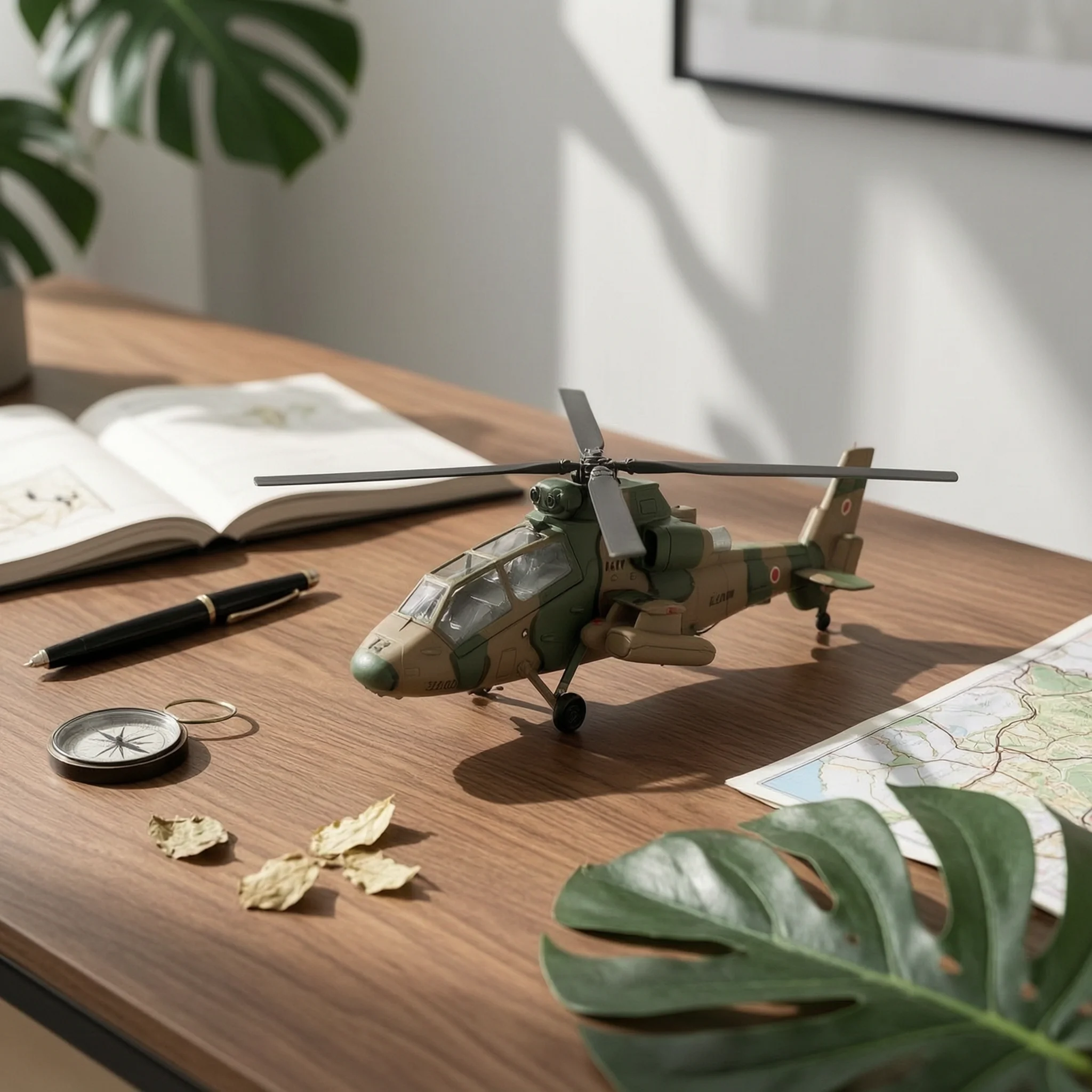 Military Helicopter Model with Rotor Alloy Replica Light Observation Aircraft Desktop Decor for Home Office Display