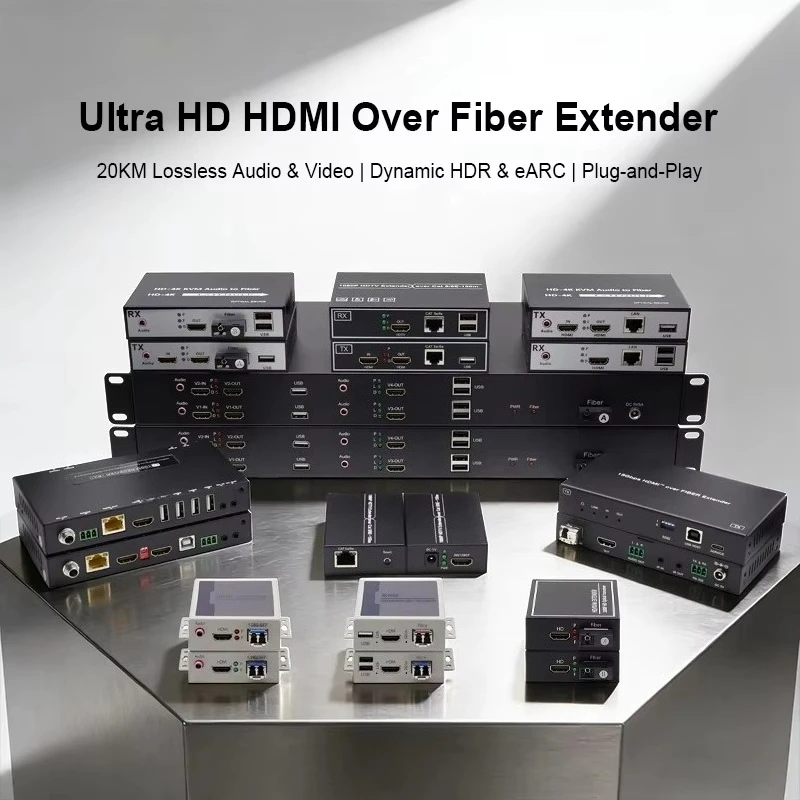 1080P Fiber Optic Extender with Ethernet 1080P Video +Gigabit RJ45 Over SC Single Mode Fiber 20KM  Fiber Extender