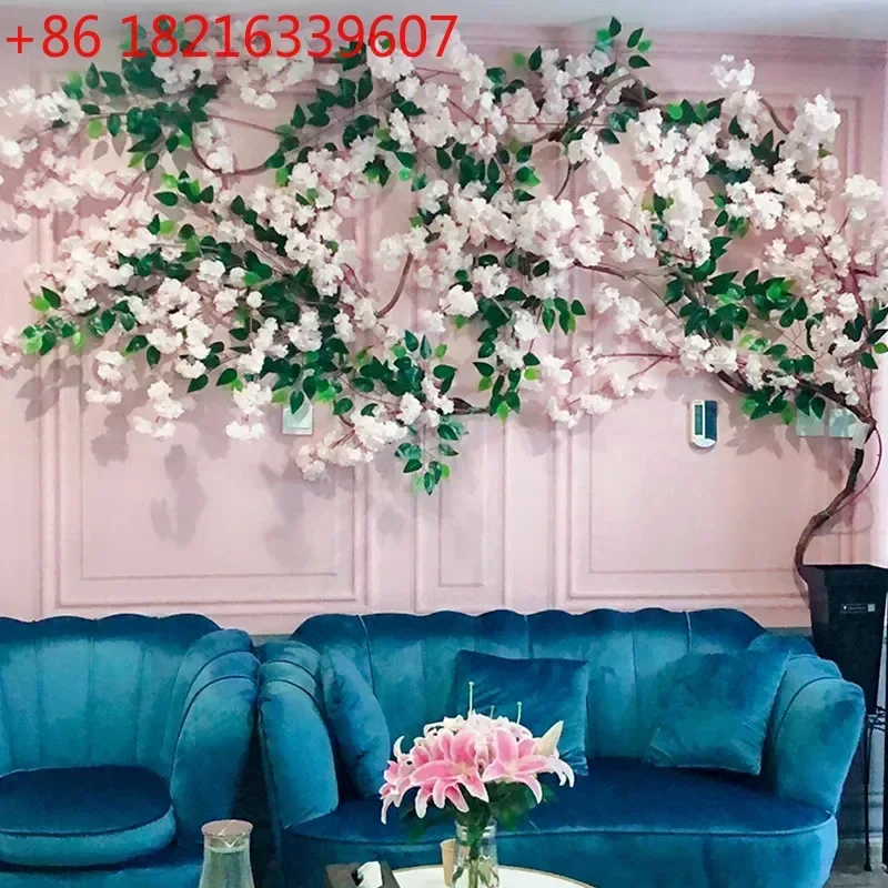 TAO Artificial Cherry Blossom Tree Set Flower Branch Rattan DIY Holiday Wedding Living Room Home Wall Decoration Outdoor Decorat
