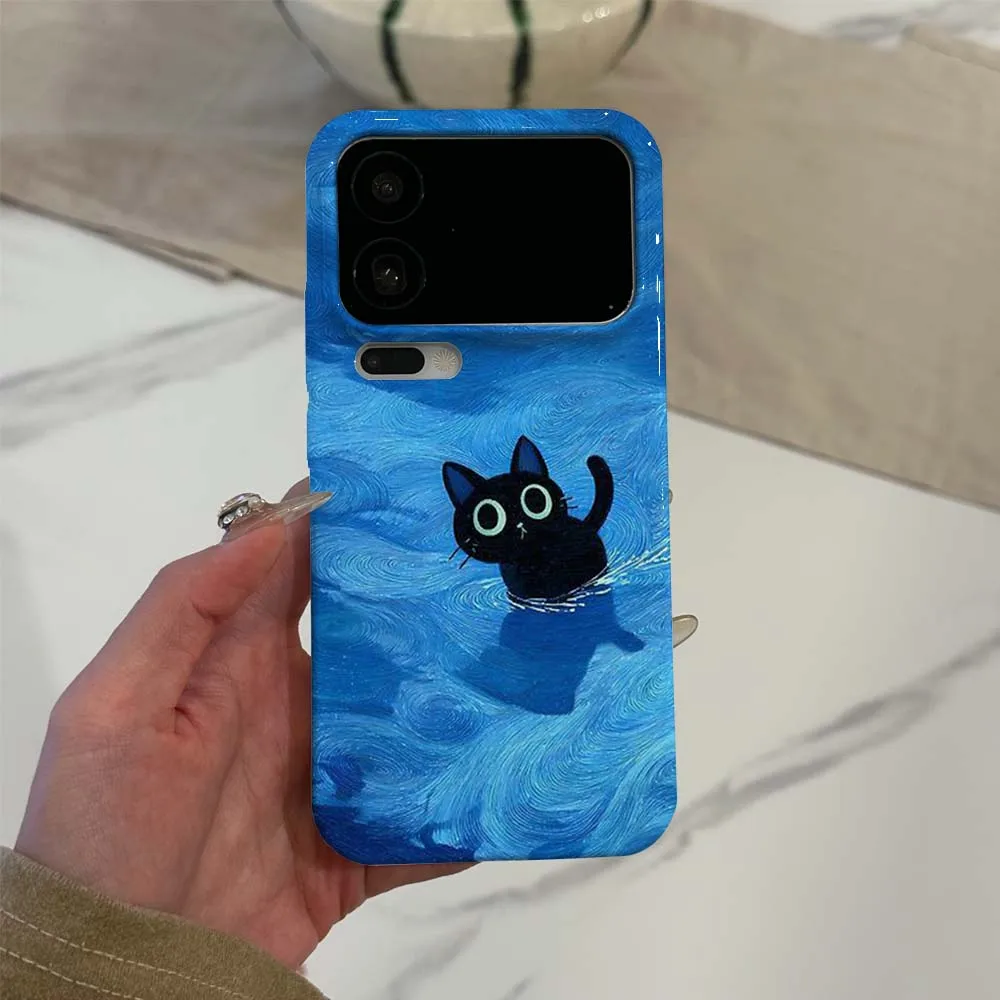 Cartoon Orange Cat Grass Phone Case For Xiaomi Mi 11 11i 11X 12T 17 15 NE Pro Lite Max Wave Oil Film view 4