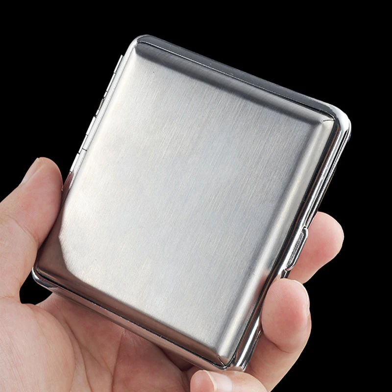 

Portable Cigarette Storage Box Pure Metal Creative Cigarette Box Moisture Proof Cigarette Case with Clip Smoking Accessories