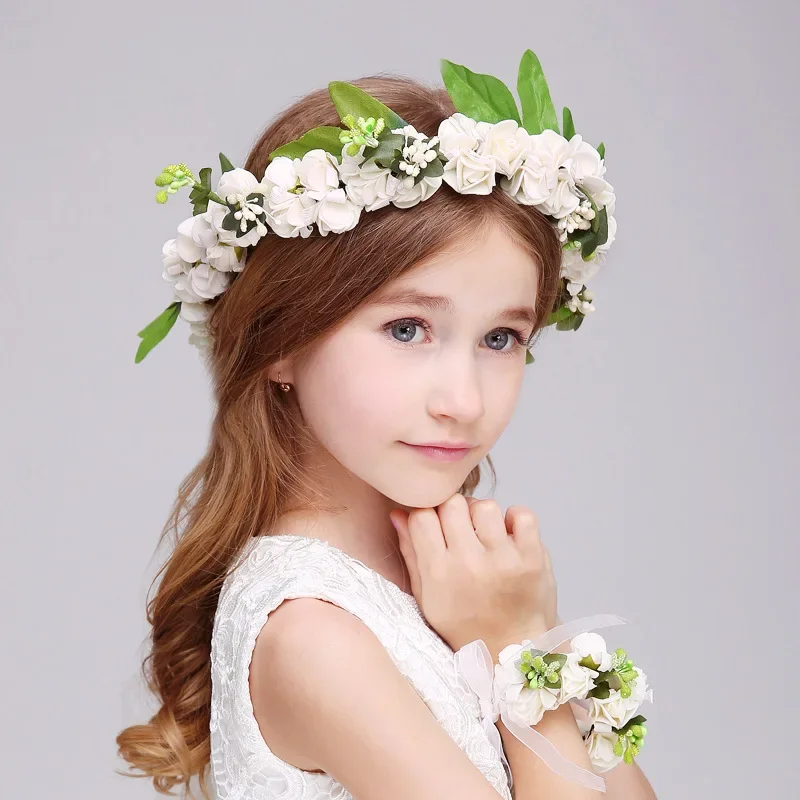 

Children's Flower Wreath Baby Headbands Children's Bow Headwear Headbands Children's Elastic Headbands Baby Hair Accessories