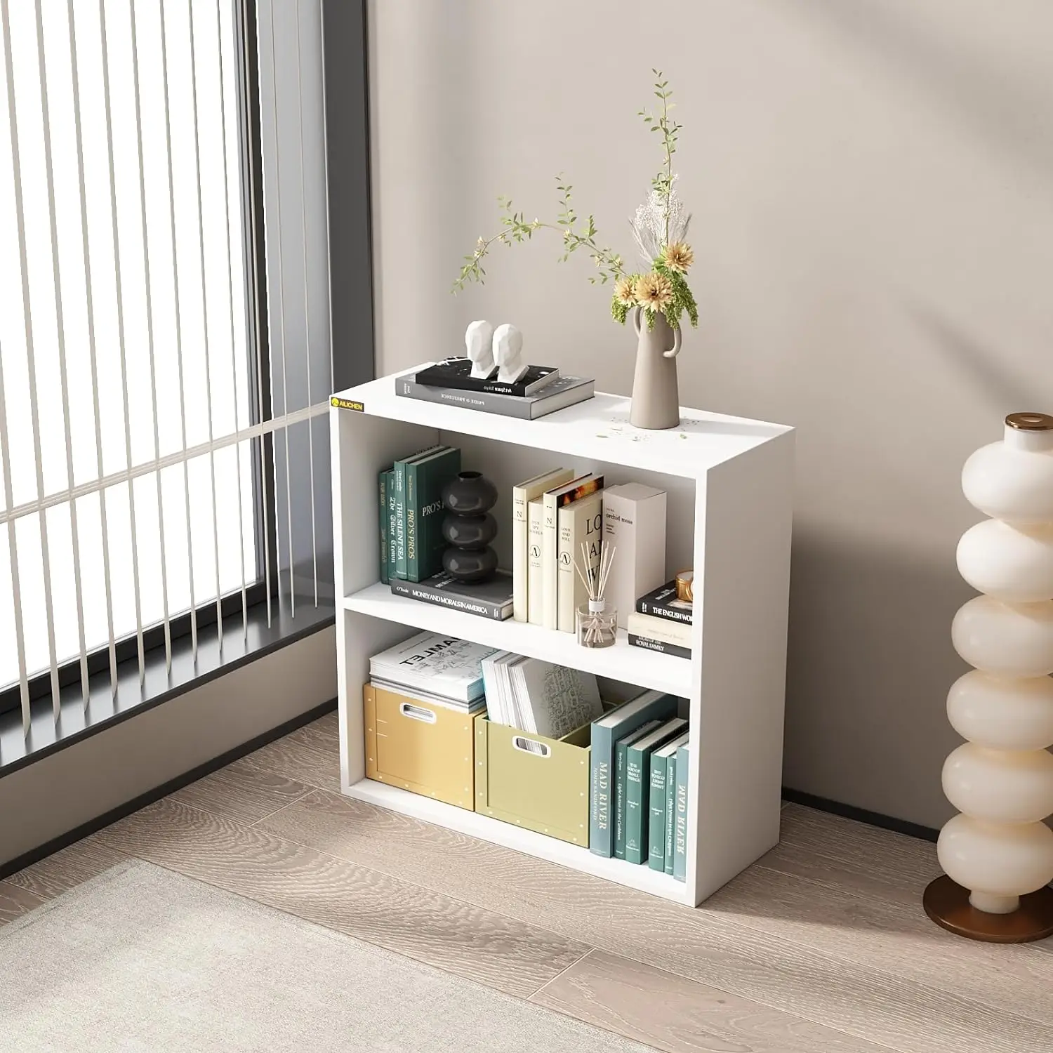 2 Tiers Open Shelf Bookcase, Stylish and Functional Bookshelf, Storage Organizer Shelving for Home, Office, Living Room and Bed