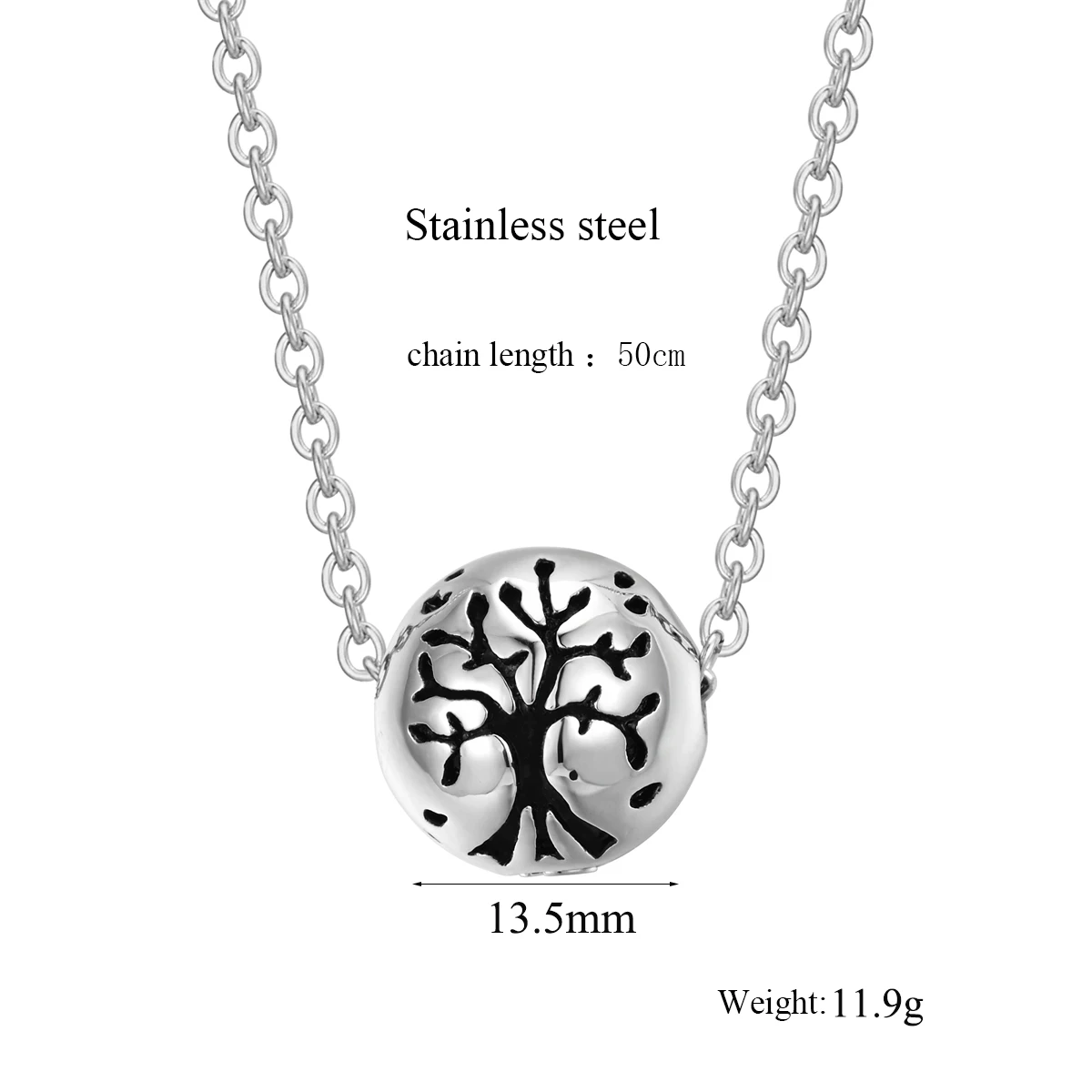 Punk Sphere Tree of Life Urn Necklace Stainless Steel Pendant for Memorial Pet Ashes Hair Perfume Keepsake Fashion Jewelry