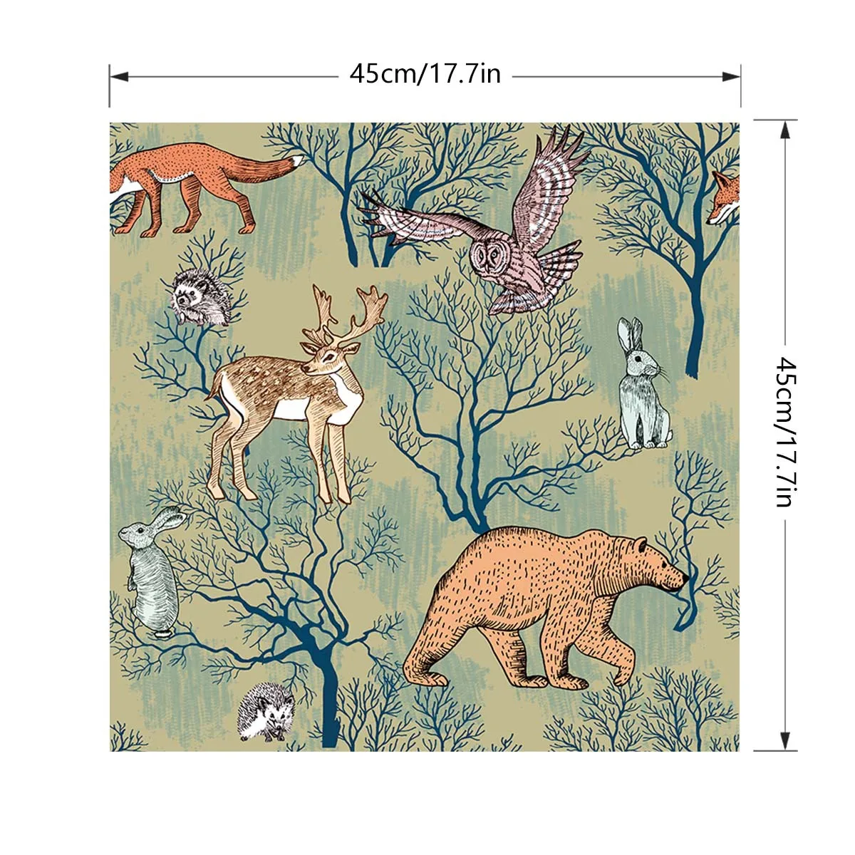 مخصص PVC ورق حائط ذاتي اللصق مع الدب الثعلب الغابات الحلزون الحيوان ملصقات جدار الزخرفية المدعومة الفن خلفية