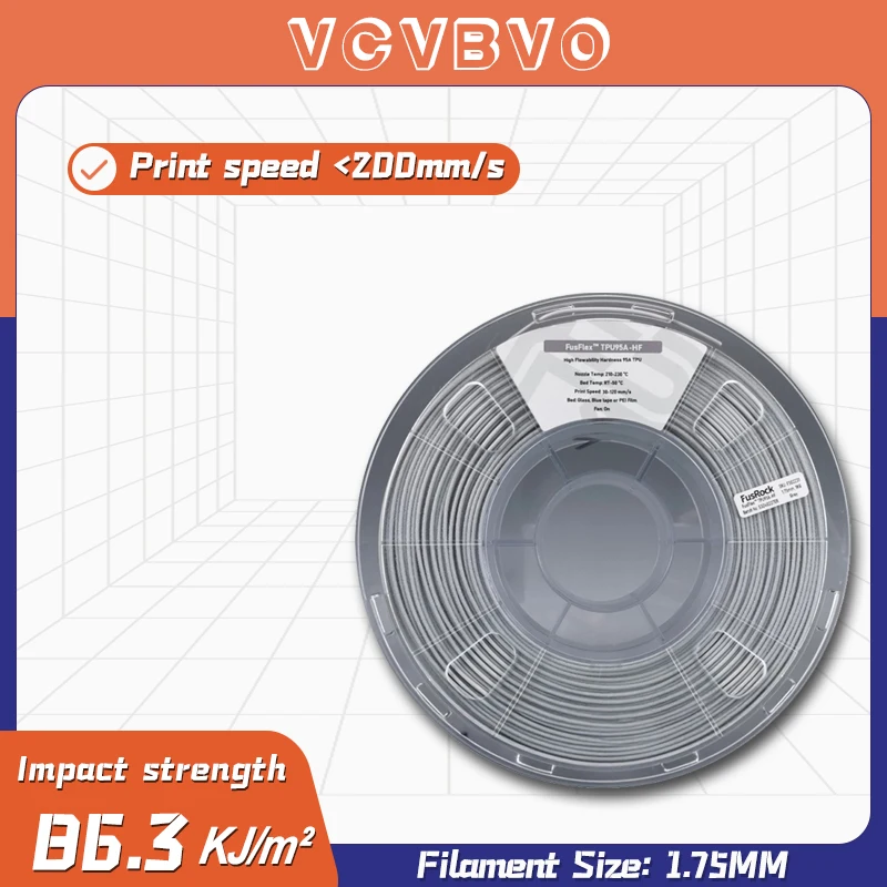 3D Printer Filament TPU95A HF Size 1.75mm 3D Printed Wire Neatly Wound Filament Vacuum Packing