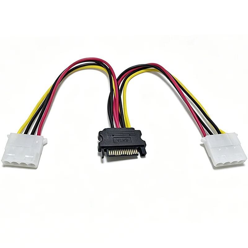 2Pcs SATA 15Pin Male to Dual 4 Pin Molex Female Power Cable, 1-to-2 SATA to IDE Power Adapter Cord
