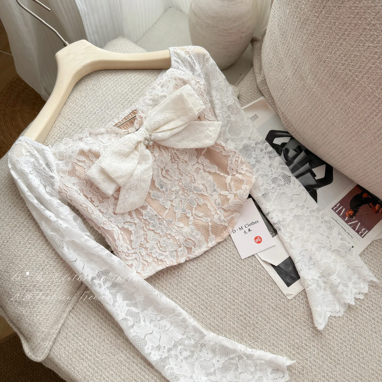 2-piece Suits Retro Lace Bow-shaped Rhinestone Corset & Elastic High Waist Irregular Mesh Skirt with Lining Women Outfits 2026