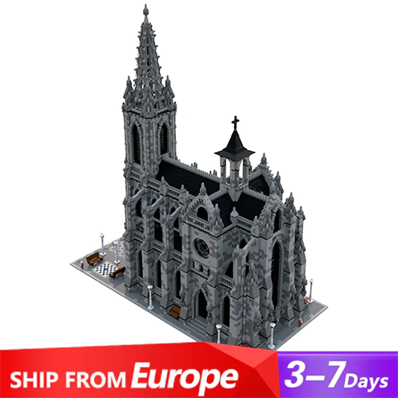 MOC Medieval Cathedral Building Blocks Set Architecture Street View castle Model DIY Puzzle Toys for Children Birthday Gift