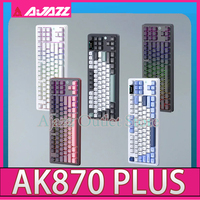 AJAZZ AK870 PLUS Wireless Three-mode Multi Functional Knob Mechanical Keyboard Hot-swappable Screen RGB Gaming Keyboard 87 Keys