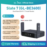 GL.iNet GL-BE3600 (Plate 7) Enrutador Wi-Fi 7, puertos duales de 2,5 G, pantalla táctil, punto de acceso para juegos de 3570 Mbps, VPN para público y hotel