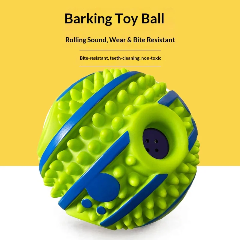 Durable Dog Toy Rolling Squeaky Funny Sound Ball, Bite Resistant Interactive Pet Ball to Prevent Puppy Destructive Chewing