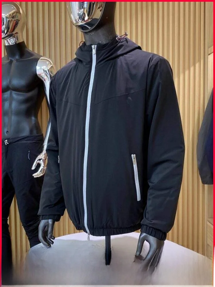 

Italian Luxury Men's Cotton Jaet Winter New Arrival Wool Filled Hooded Zipper Casual Warm Stand Fit Cleanfit Polyester
